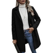 Button reversible trench coat Women's solid color pocket loose long sleeve woolen coat coat