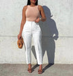 Women's Clothing Plus Size Fashion Temperament Leisure Slimming High Waist Suit Pants Solid Color African