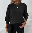 Drizzle solid color crewneck twist knitted shirt autumn and winter lantern sleeve sweater for women