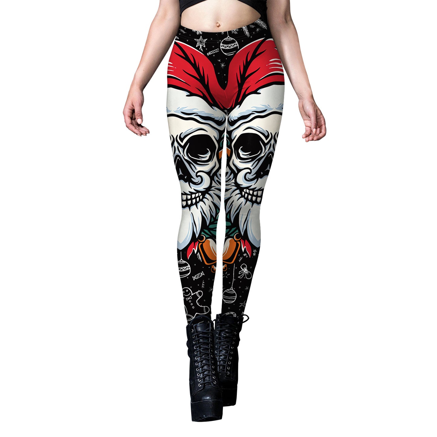 Women's Wansheng Skull Digital Printed Tapered Yoga Leggings
