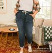 Denim Women's Pants Belt Design Elastic