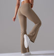 Women's Fashion High Waist Non-embarrassing Line Nylon Brushed Hip Lifting Bell-bottom Pants