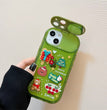 Xmas Santa Claus Cute Elk Hat Pendant Flip Christmas Phone Case For I Phone 15 14 13 12 11 Pro Max Pro Silicone Protection Cover