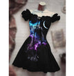 Women's Fashion Temperament Commute Halloween Drawstring Puff Sleeve High Waist Dress