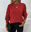 Drizzle solid color crewneck twist knitted shirt autumn and winter lantern sleeve sweater for women