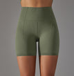 Women's Fashion Seamless Solid Color High Waisted Shorts