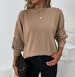 Drizzle solid color crewneck twist knitted shirt autumn and winter lantern sleeve sweater for women