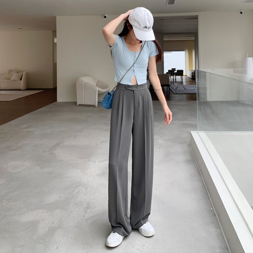 Women's Wide-leg Design Pants Spring And Autumn High Waist Draping