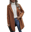 Button reversible trench coat Women's solid color pocket loose long sleeve woolen coat coat