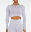 Stone Washed Rib Fitness Pants Women's Zipper Short Sleeve Bra