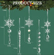 10pcs Christmas Tree Hanging Pendants Acrylic Ice Strip Snow Ceiling Xmas Ornaments New Year Christmas Decoration Home Decor