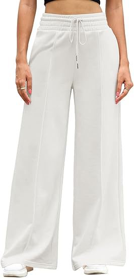 Women's Casual And Comfortable High Waist Drawstring Solid Color Sports Home Wide Leg Trousers