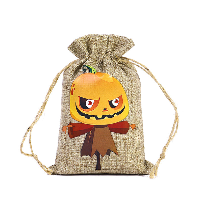 Halloween Linen Drawstring Bag Candy