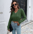 Short twist V-neck sweater