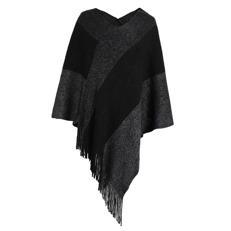 Drizzle autumn and winter women's color bump cape cape knitted sweater coat