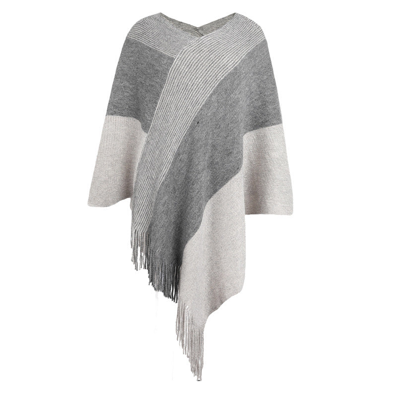 Drizzle autumn and winter women's color bump cape cape knitted sweater coat