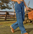 Denim Drawstring Adjustable Washed Overalls Casual Women