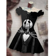 Women's Fashion Temperament Commute Halloween Drawstring Puff Sleeve High Waist Dress