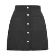 Single-breasted Slim Fit Solid Skirt