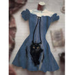 Women's Fashion Temperament Commute Halloween Drawstring Puff Sleeve High Waist Dress