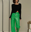 Straight Casual Button Leather Trousers For Women