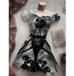 Women's Fashion Temperament Commute Halloween Drawstring Puff Sleeve High Waist Dress