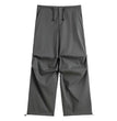 Gray Loose Casual Wide Leg Charge Paper Bag Pants