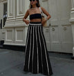 Women's Striped Tassel Knitted Skirt