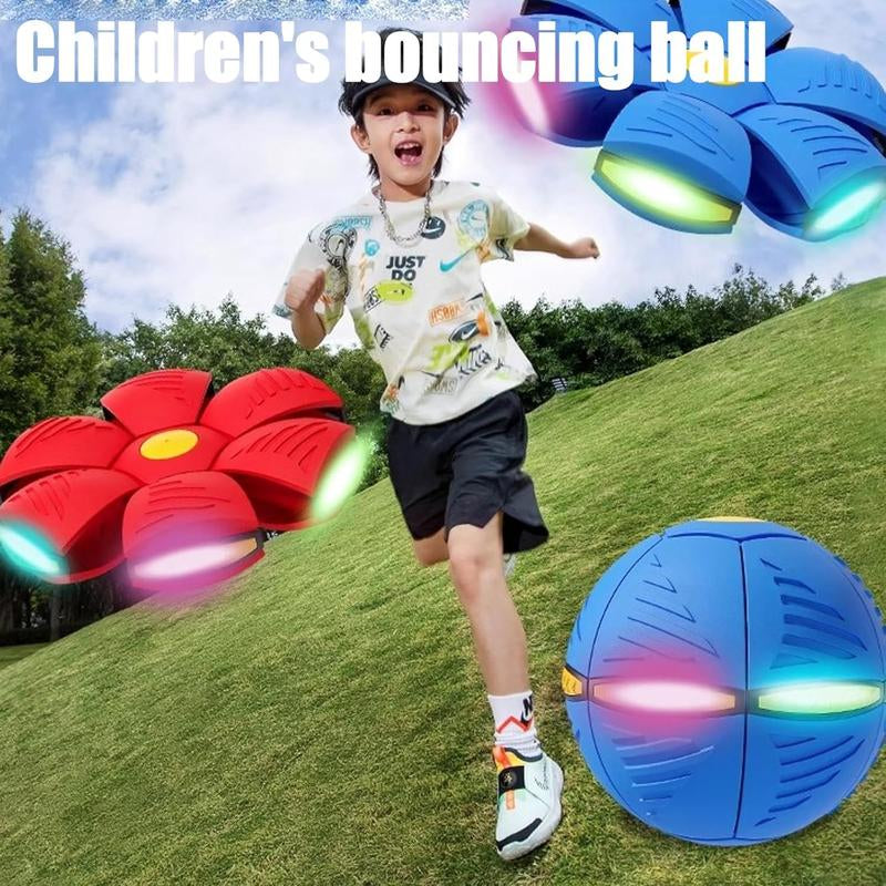 Magic Flying Meta Ball Shape Shifting Bouncy Toy for Kids Outdoor Family Fun with Kinetic Lighting and Strong Elasticity in Green Pink Blue Red