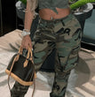 High Waisted Straight Tube Multicolor Camouflage Overalls