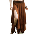 European And American Ladies Retro Fashion Hem Irregular Elastic Waist Color Contrast Patchwork Lace-up Skirt