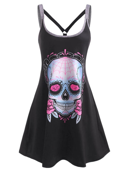 New Women's Halloween Print Sleeveless Dress