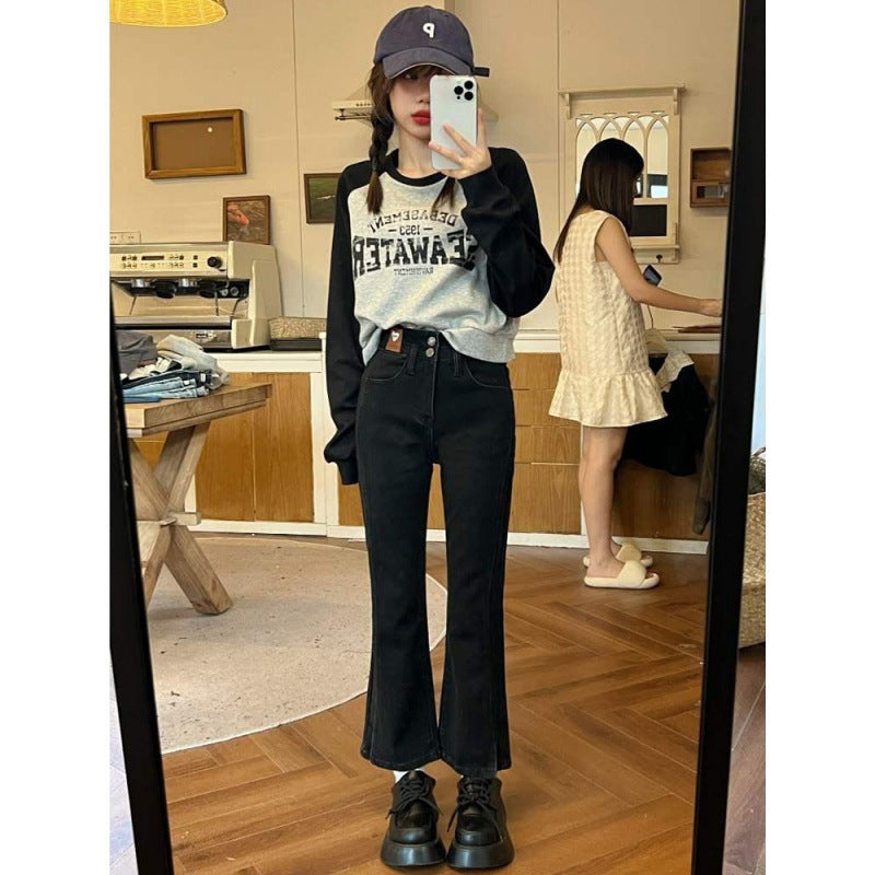 Women's High Waist Slit Skinny Jeans