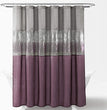 Night Sky Shower Curtain, Single, 72" W X 72" L, Gray & Purple - Sequin Shower Curtain - Sparkly Color Block Bath Curtain - Modern Glam Bathroom Decor