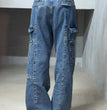 Cargo Pocket Straight-leg Denim Trousers