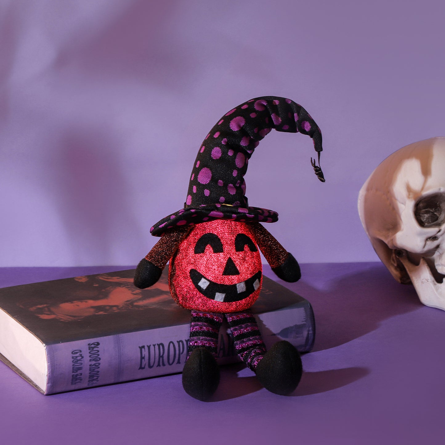 Halloween Dwarf Long Legs Sitting Decoration Piece Spider Glow Grimace Pumpkin Doll