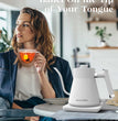 Gooseneck Electric Kettle, Pour over Coffee and Tea Kettle, 100% Stainless Steel Inner with Leak Proof Design, 1200W Rapid Heating, Strix Boil-Dry Protection, 0.8L, Matte White