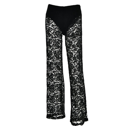 New All-match Lace High Waist Long Stitching Straight-leg Pants