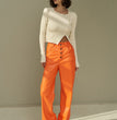 Straight Casual Button Leather Trousers For Women