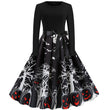 Halloween Retro Floral Print Swing Dress