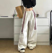 Retro Three Bars Casual Sports Pants Female Wide Leg Sweatpants