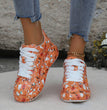 Halloween Cartoon Print Flats Fashion Graffiti Flats Shoes Platform Lace-up Round Toe Sports Shoes
