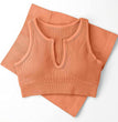 FAFOFA Seamless Workout Sets Cropped Tank Tops for Women Ribbed 2 Piece Yoga Outfits Active Booty Shorts Light Orange S