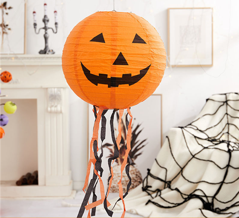 Halloween Glowing Paper  String Props Decoration Shopping Mall Layout Pumpkin Lantern