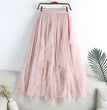 Spring And Summer New Irregular Mesh Beaded Rhinestone Long Large Hem A- Line Skirt Skirt Cake Dress