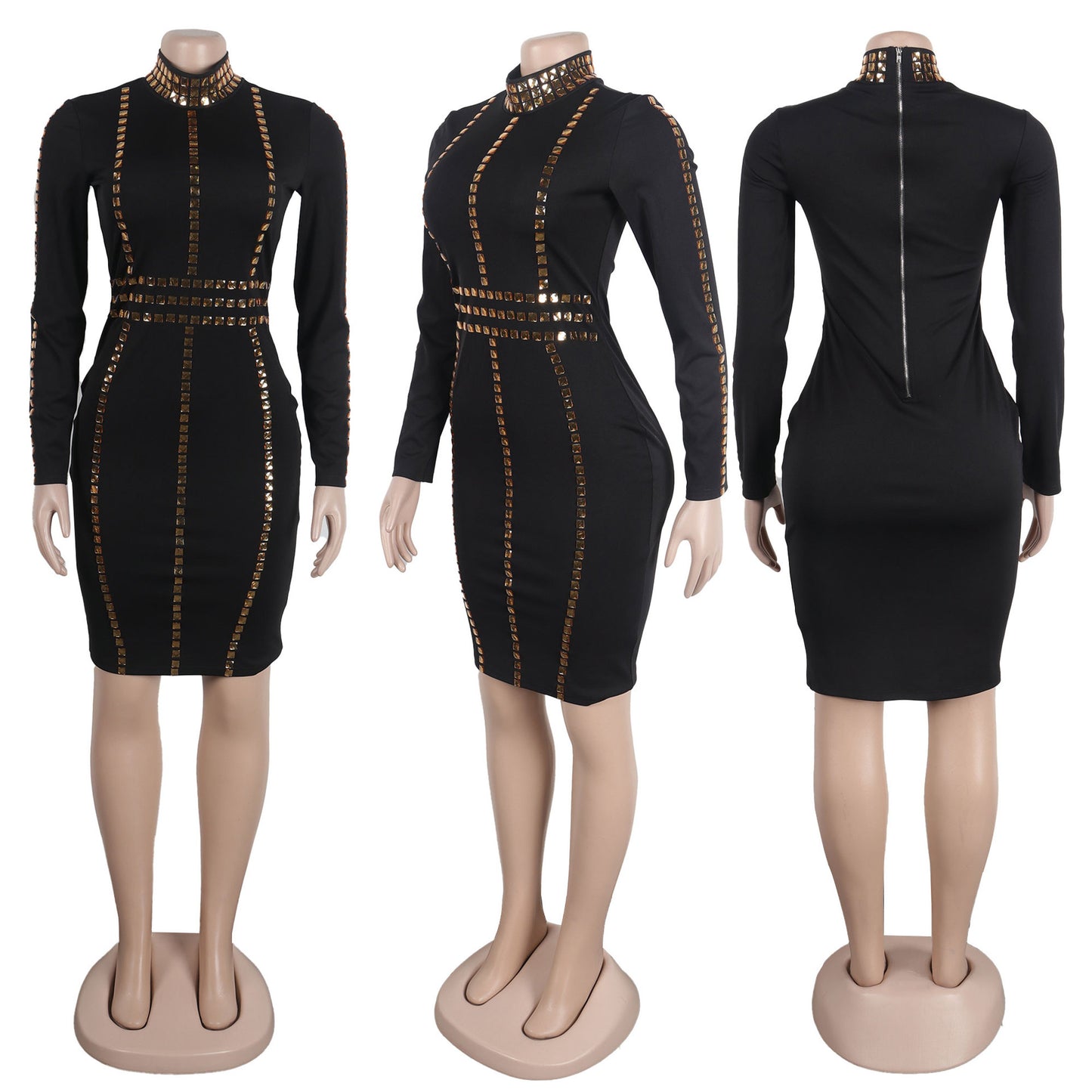 Lady Sexy Slim Fit Rhinestone Stretch Tight Dress