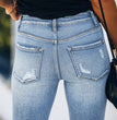 Slim Hole High Elasticity Women's Denim Trousers