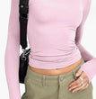 Women's Clothing Fashion Slim Long-sleeved Pullovers Tops Solid Causal Fit Shirts