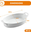 Oval Ceramic Deep Dish Pie Pan Set of 2 - White Baking Dish for Pie Baking and Serving Dishes - Durable Oven and Microwave Safe Bakeware - Thoughtful Gift for Baking Enthusiasts - 10X6-Inch