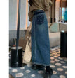 Plus Size Women's Denim Slit Sheath Skirt